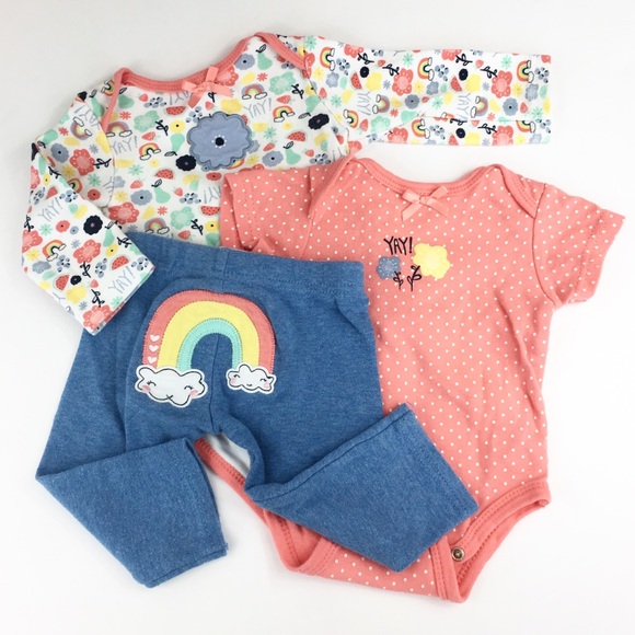 Baby Gear Other - Baby Gear 🌈 Floral ‘YAY!’ 3 Piece Layette Set